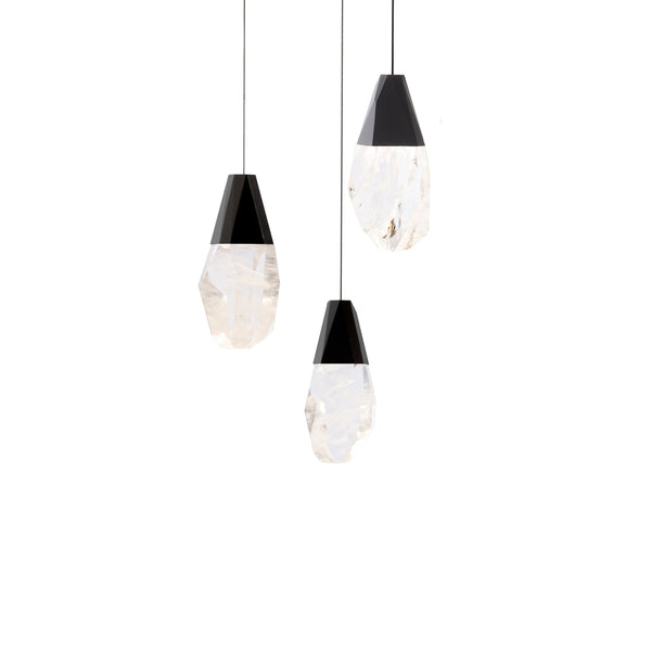 safavieh Martini 3 Light LED Chandelier in Black with Optic Haze Quartz | Schonbek - BPD20203OH-BK
