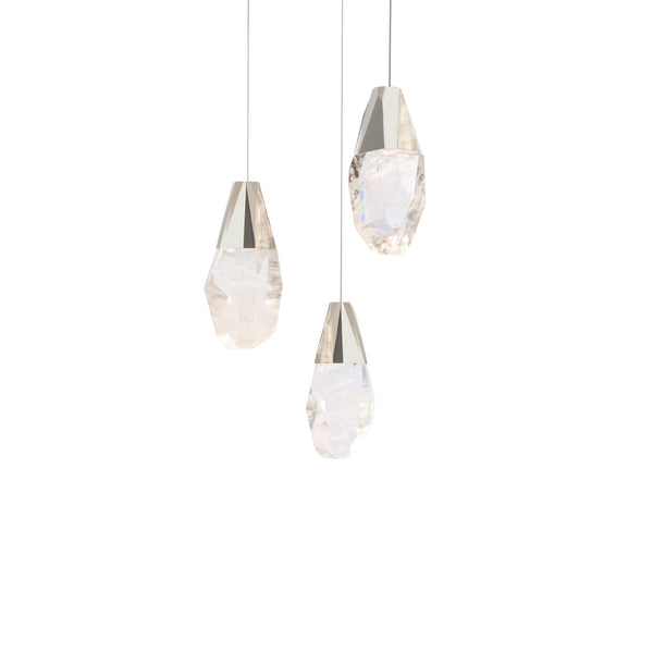 safavieh Martini 3 Light LED Chandelier in Polished Nickel with Optic Haze Quartz | Schonbek - BPD20203OH-PN