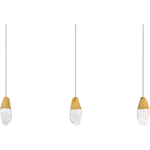 safavieh Martini 3 Multi-Light Pendant (Linear Canopy) in Aged Brass with Clear Optic Crystal | Schonbek - BPD20203LO-AB