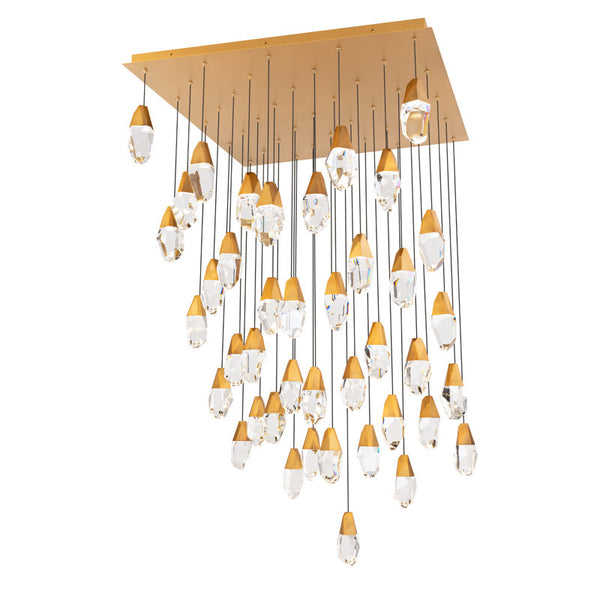 safavieh Martini 41 Multi-Light Pendant (Square Canopy) in Aged Brass with Clear Optic Crystal | Schonbek - BPD20241SO-AB