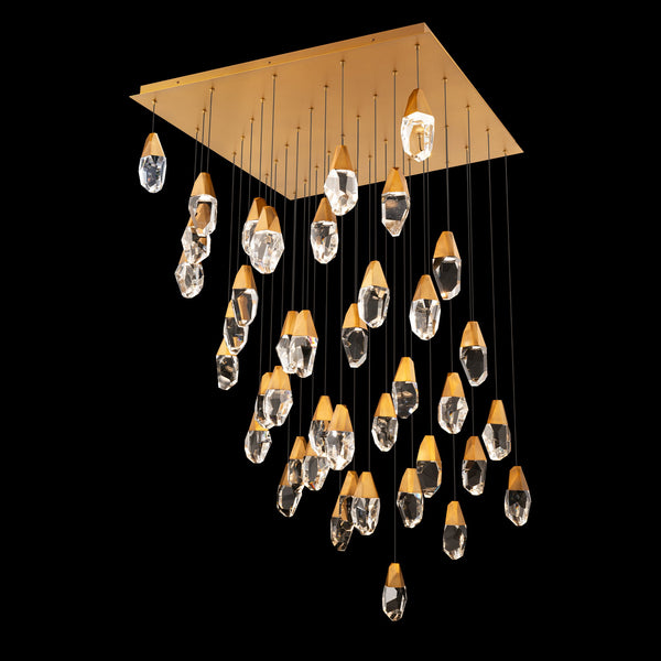 Safavieh Martini 41 Multi-Light Pendant (Square Canopy) In Black With Optic Haze Quartz | Schonbek - BPD20241SOH-BK
