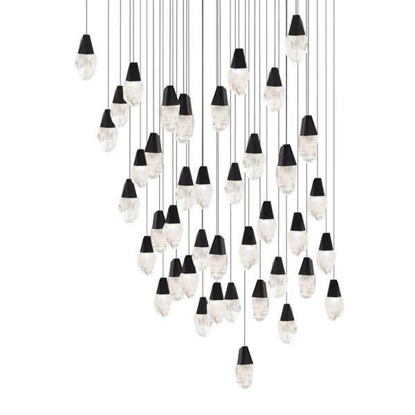 safavieh Martini 41 Multi-Light Pendant (Square Canopy) in Black with Clear Optic Crystal | Schonbek - BPD20241SO-BK