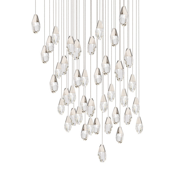 safavieh Martini 41 Multi-Light Pendant (Square Canopy) in Polished Nickel with Optic Haze Quartz | Schonbek - BPD20241SOH-PN