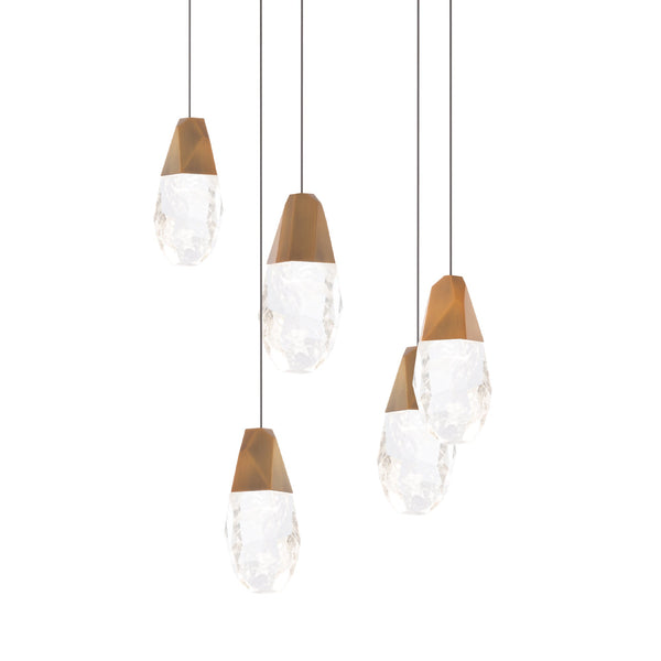 safavieh Martini 5 Light LED Chandelier in Aged Brass with Optic Haze Quartz | Schonbek - BPD20205OH-AB