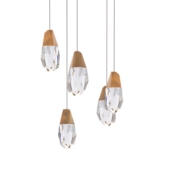 safavieh Martini 5 Light LED Chandelier in Aged Brass with Clear Optic Crystal | Schonbek - BPD20205O-AB