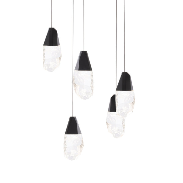 safavieh Martini 5 Light LED Chandelier in Black with Optic Haze Quartz | Schonbek - BPD20205OH-BK