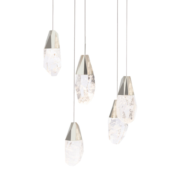 safavieh Martini 5 Light LED Chandelier in Polished Nickel with Optic Haze Quartz | Schonbek - BPD20205OH-PN