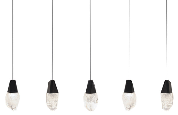 safavieh Martini 5 Multi-Light Pendant (Linear Canopy) in Black with Clear Optic Crystal | Schonbek - BPD20205LO-BK