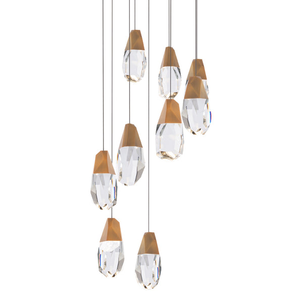 safavieh Martini 9 Light LED Chandelier in Aged Brass with Clear Optic Crystal | Schonbek - BPD20209O-AB