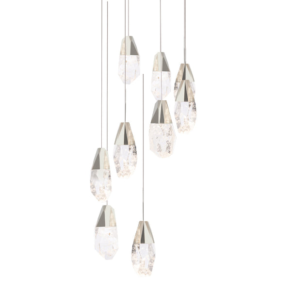 safavieh Martini 9 Light LED Chandelier in Polished Nickel with Optic Haze Quartz | Schonbek - BPD20209OH-PN