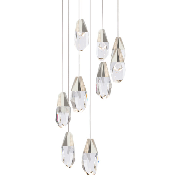 safavieh Martini 9 Light LED Chandelier in Polished Nickel with Clear Optic Crystal | Schonbek - BPD20209O-PN