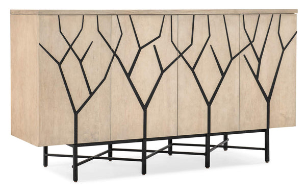 safavieh Melange Branched Four Door Entertainment Credenza - Light Wood | Hooker Furniture - 628-55042-05
