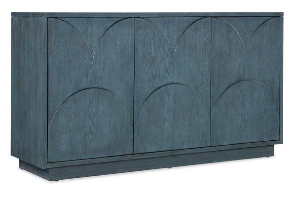 safavieh Melange Round Valley Three Door Entertainment Credenza - Blue | Hooker Furniture - 628-55052-45