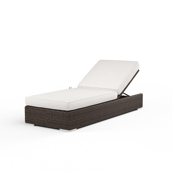 safavieh Montecito Adjustable Chaise in Canvas Flax w/ Self Welt - Cognac | Sunset West - SW2501-9-FLAX-STKIT