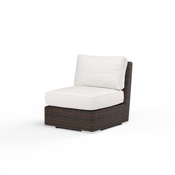 safavieh Montecito Armless Club Chair in Canvas Flax w/ Self Welt - Cognac | Sunset West - SW2501-AC-FLAX-STKIT