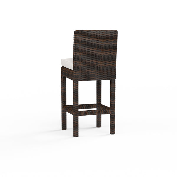 Safavieh Montecito Barstool In Canvas Flax W/ Self Welt - Cognac | Sunset West - SW2501-7B-FLAX-STKIT