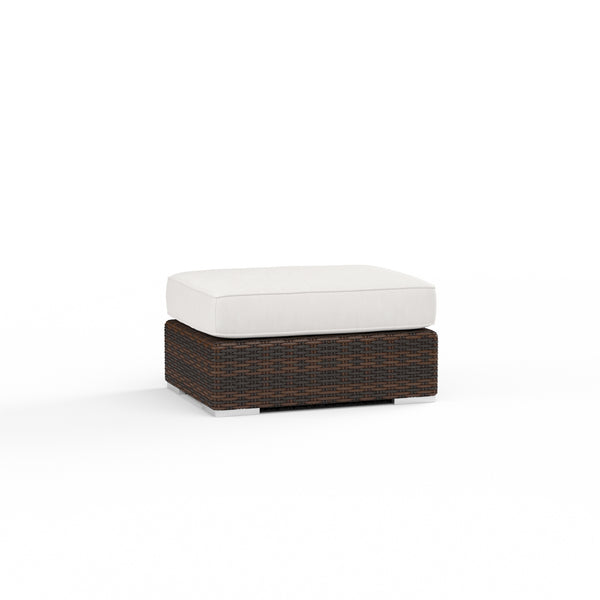 Safavieh Montecito Ottoman In Canvas Flax W/ Self Welt - Cognac | Sunset West - SW2501-OTT-FLX-STKIT