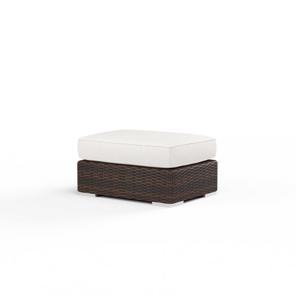 safavieh Montecito Ottoman in Canvas Flax w/ Self Welt - Cognac | Sunset West - SW2501-OTT-FLX-STKIT