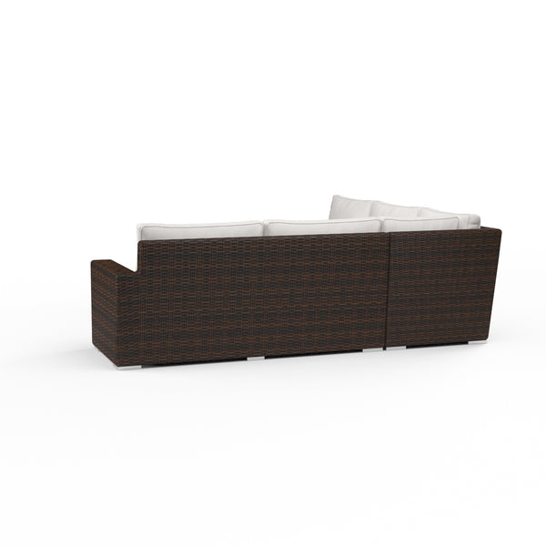 Safavieh Montecito Sectional In Canvas Flax W/ Self Welt - Cognac | Sunset West - SW2501-SEC-FLX-STKIT