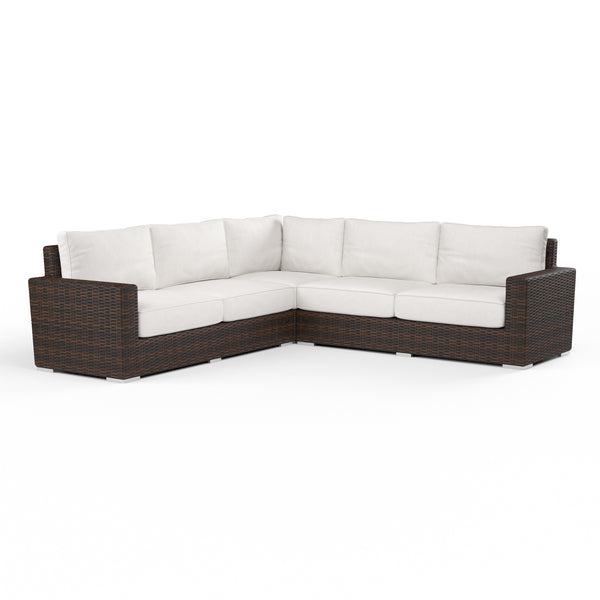 safavieh Montecito Sectional in Canvas Flax w/ Self Welt - Cognac | Sunset West - SW2501-SEC-FLX-STKIT
