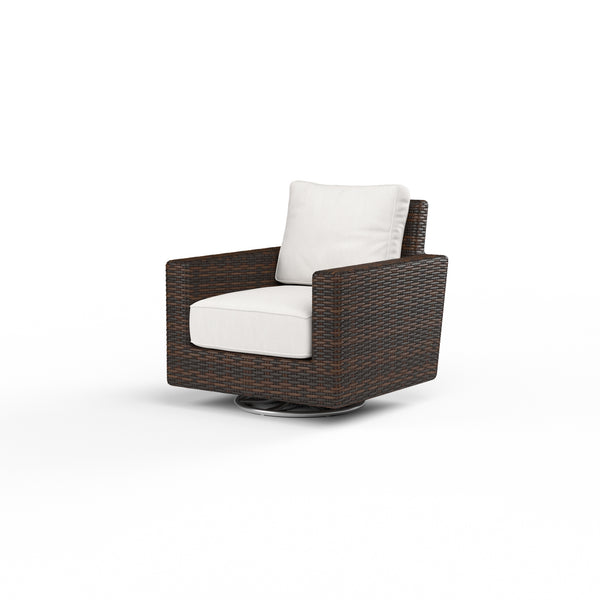 safavieh Montecito Swivel Rocker Club Chair in Canvas Flax w/ Self Welt - Cognac | Sunset West - SW2501-21SR-FX-STKIT