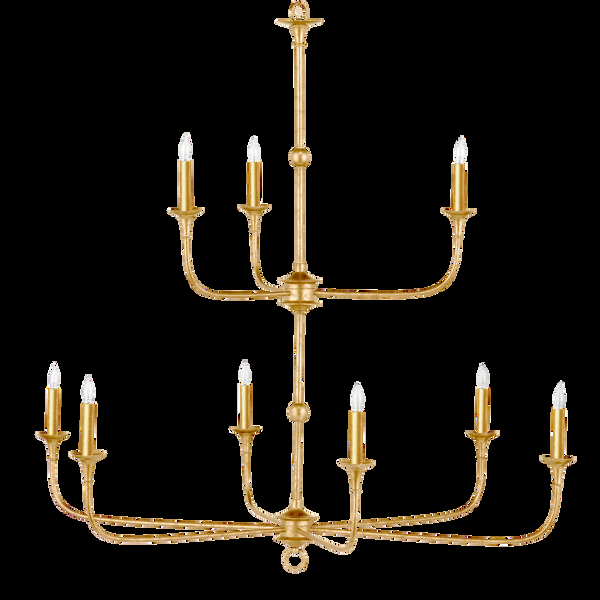Safavieh Nottaway Two-Tier Gold Chandelier | Currey & Co - 9000-1254