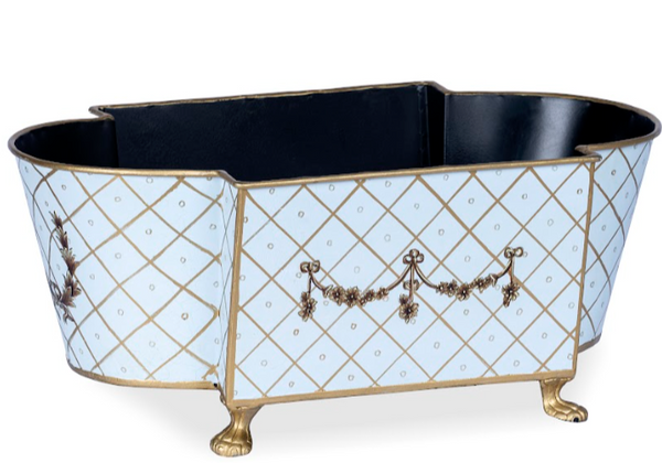 Safavieh Pale Blue & Gold Long Trellis Garland Planter