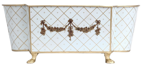 safavieh Pale Blue & Gold Long Trellis Garland Planter