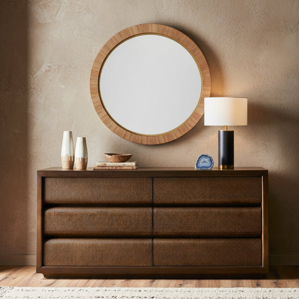 Safavieh Paulson Round Wood Mirror | Safavieh Couture - CMI4001