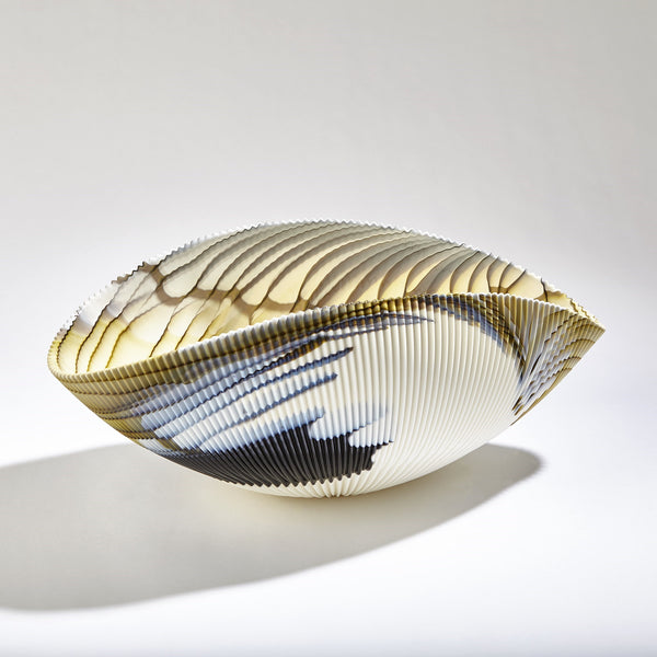 Safavieh Pleated Bowl-Amber/Blue Filigree-Lg | Global Views - 3.31570
