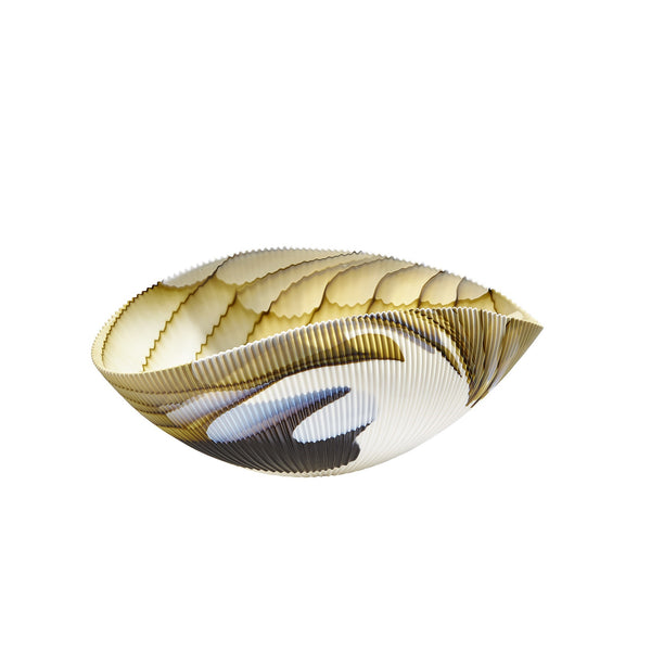 Safavieh Pleated Bowl-Amber/Blue Filigree-Med | Global Views - 3.31571