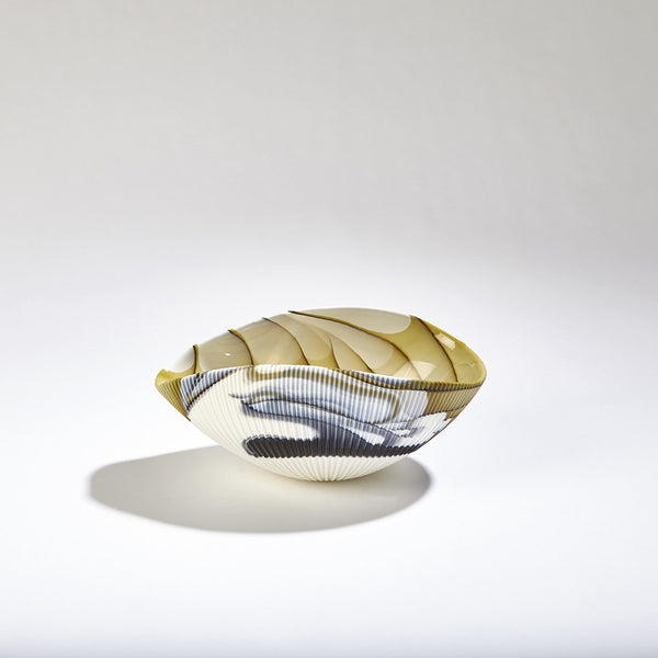 Safavieh Pleated Bowl-Amber/Blue Filigree-Sm | Global Views - 3.31572