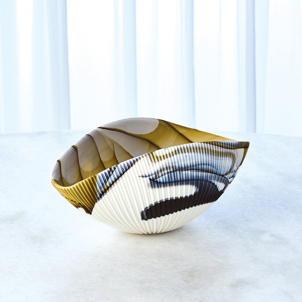 Safavieh Pleated Bowl-Amber/Blue Filigree-Sm | Global Views - 3.31572