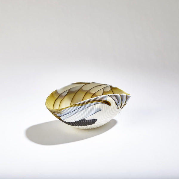 safavieh Pleated Bowl-Amber/Blue Filigree-Sm | Global Views - 3.31572