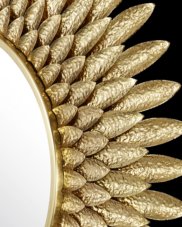 Safavieh Plume Round Mirror - Gold | Currey & Co - 1000-0160