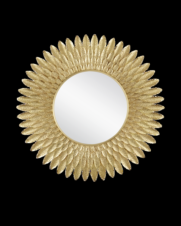 safavieh Plume Round Mirror - Gold | Currey & Co - 1000-0160