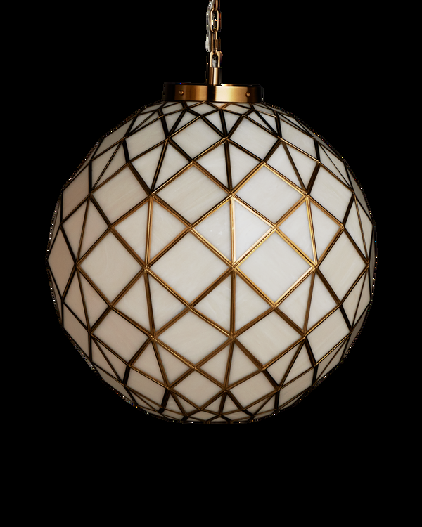 safavieh Polyhedron Medium Pendant - White | Currey & Co - 9000-1232
