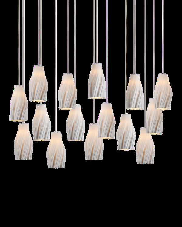 safavieh Posh 15-Light Linear Multi-Drop Pendant - White | Currey & Co - 9000-1274