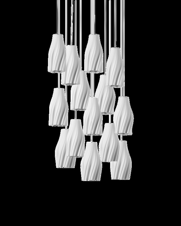 Safavieh Posh 15-Light Round Multi-Drop Pendant - White | Currey & Co - 9000-1273