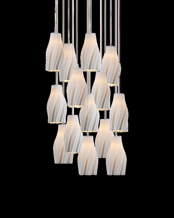 safavieh Posh 15-Light Round Multi-Drop Pendant - White | Currey & Co - 9000-1273