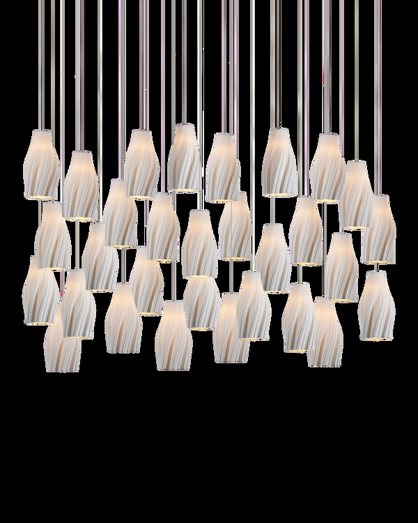 safavieh Posh 30-Light Linear Multi-Drop Pendant - White | Currey & Co - 9000-1275