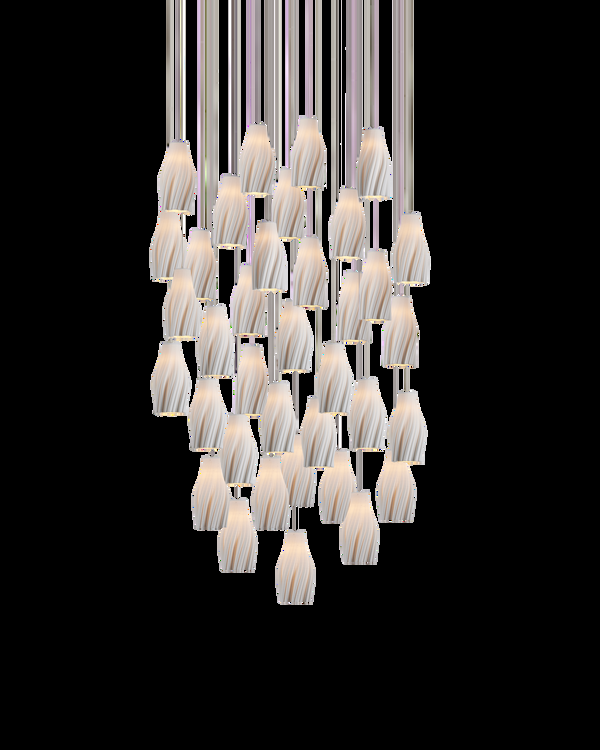 safavieh Posh 36-Light Round Multi-Drop Pendant - White | Currey & Co - 9000-1276