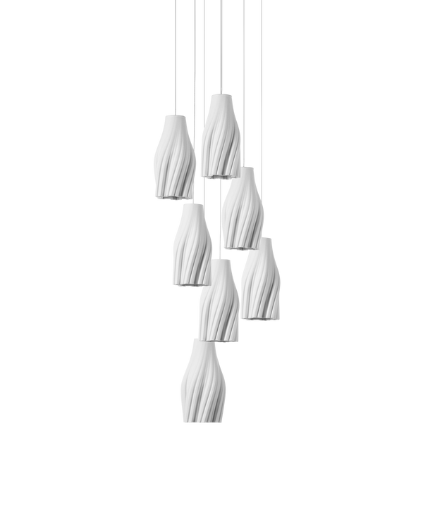 Safavieh Posh 7-Light Round Multi-Drop Pendant - White | Currey & Co - 9000-1272