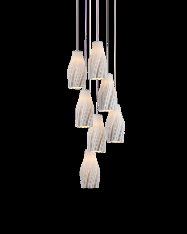 safavieh Posh 7-Light Round Multi-Drop Pendant - White | Currey & Co - 9000-1272