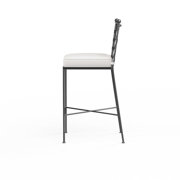 Safavieh Provence Barstool In Canvas Flax W/ Self Welt - Pewter | Sunset West - SW3201-7B-FLAX-STKIT