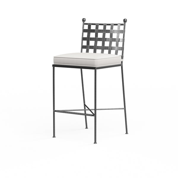 safavieh Provence Barstool in Canvas Flax w/ Self Welt - Pewter | Sunset West - SW3201-7B-FLAX-STKIT