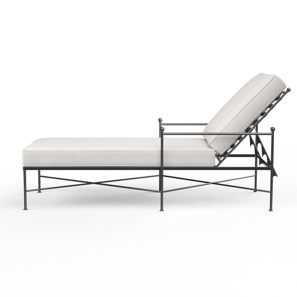 Safavieh Provence Chaise Lounge In Canvas Flax W/ Self Welt - Pewter | Sunset West - SW3201-9-FLAX-STKIT
