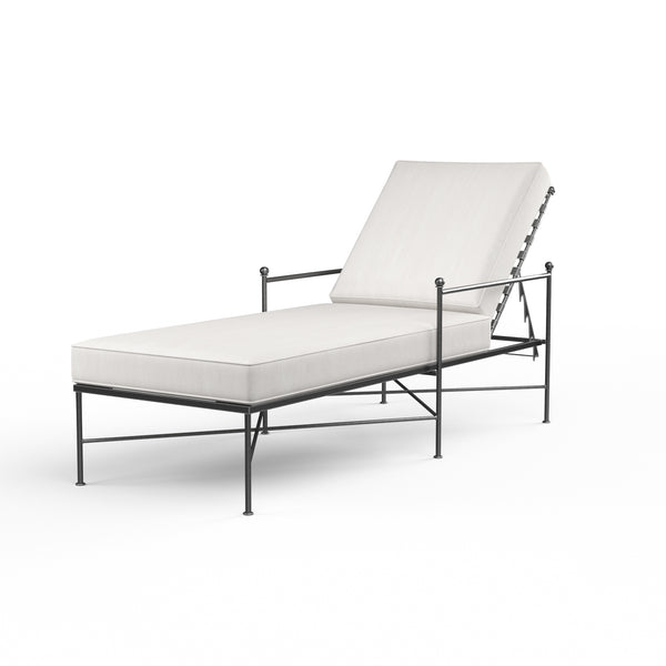 safavieh Provence Chaise Lounge in Canvas Flax w/ Self Welt - Pewter | Sunset West - SW3201-9-FLAX-STKIT