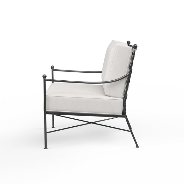 Safavieh Provence Club Chair In Canvas Flax W/ Self Welt - Pewter | Sunset West - SW3201-21-FLAX-STKIT