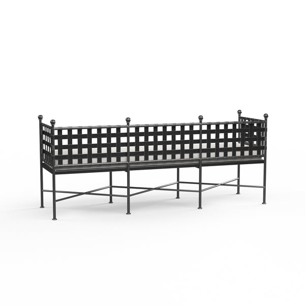 Safavieh Provence Garden Bench In Canvas Flax W/ Self Welt - Pewter | Sunset West - SW3201-BNC-FLX-STKIT